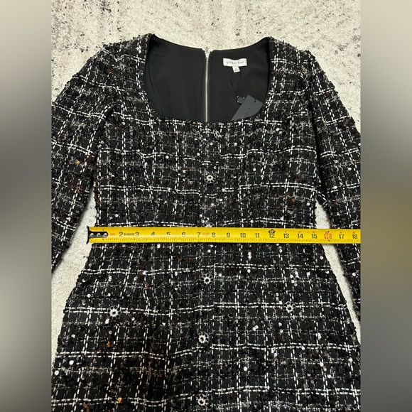 Gianni Bini Black Tweed Sequin Long Sleeve Dress New With Tags Size 8 - Picture 6 of 15